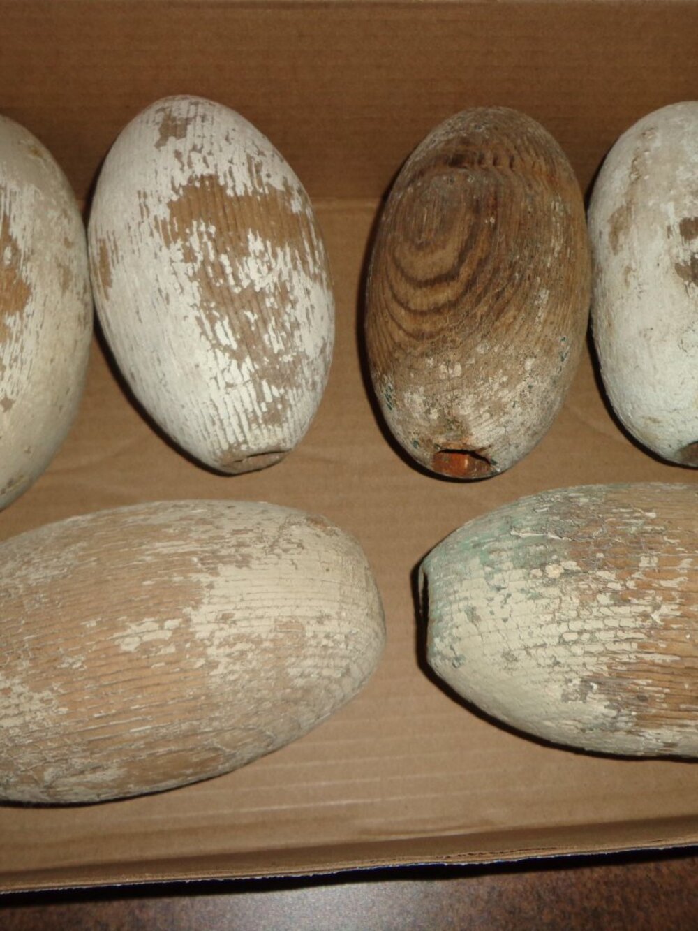 Nautical Vintage Authentic Wood Cedar Fishing Floats Buoys 6" L. x 10.5" Dia.